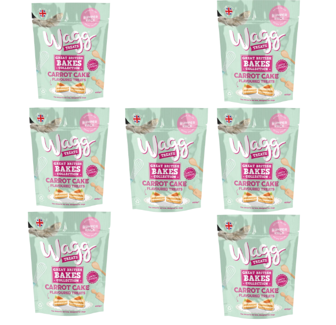 Wagg Limited Edition Carrot cake Great British Bakes Dog Treats Full Case Deal 7 Bags